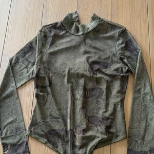 All Saints Olive Patterned Blouse